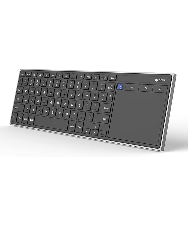CZUR Rechargeable Bluetooth Keyboard with Touchpad, Portable Computer Keyboard with Trackpad, Wireless Ultra Slim Keyboard for PC/Laptop/Tablet/Phone, for Windows/Android/Mac/iOS