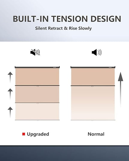 RAUBAY Retractable Pull Down Beige Screen Backdrop - 78.7" x 86.6" Collapsible Wall-Mount Nude Background for Professional Video Production, Photography, TikTok and Video Conferencing
