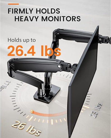 ErGear Dual Monitor Desk Mount up to 40 inches Screens, Max 26.4lbs Capacity Each, Heavy Duty Ultrawide Monitor Arm with USB Ports, Height Adjustable Monitor Stand, VESA 75x75mm or 100x100mm, Black