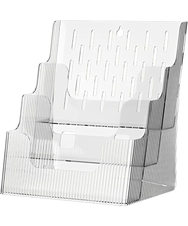 Gagee Brochure Display Stand or Wall Mount 8.5 x 11 inch,3 Tier Magazine Holder,Clear Stands for Display Literature,Brochures,Pamphlet,Flyer,Paper Document