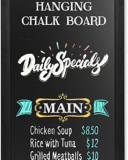 Ilyapa Extra Large Black Magnet Board for Wall - 58 x 25 Inches Wood Wall Hanging Menu for Restaurant, Food Truck, Kitchen or First Day, Black Color