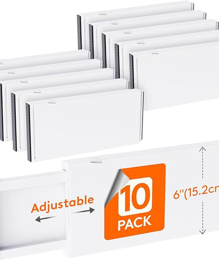 Lifewit 10 Pack Drawer Dividers Plastic 6" High, 13.5-22" Adjustable Drawer Organizers for Clothes, Expandable Dresser Separators in Bedroom/Bathroom/Kitchen/Fridge/Office Organization and Storage