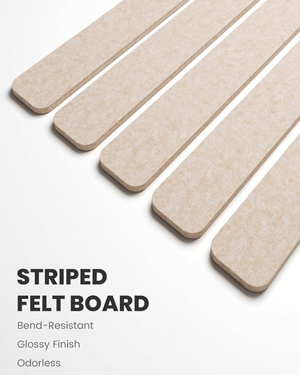 Fluxynara Cork Board Alternative Felt Strip Board 5-Pack 13"x2", Office Pin Board with 35 Push Pins, Adhesive Install for Bedroom Door & Home Office(Oatmeal)