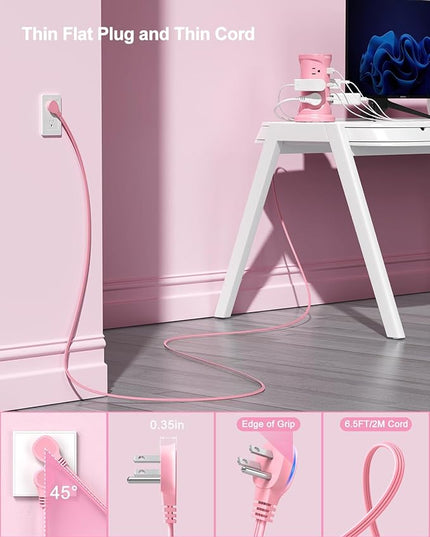 Tower Power Strip Surge Protector with 12 Outlets 3 USB Ports(2 Type C), 6.5 FT Ultra Flat Extension Cord with Multiple Outlets, Flat Plug Outlet Extender with Screw Wall Mount for Home Office Dorm