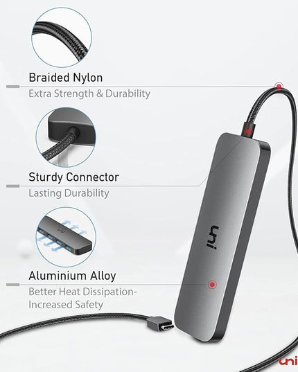 uni USB C to USB Hub 4 Ports, Aluminum USB Type C to USB Adapter with 4 USB 3.0 Ports, Thunderbolt 3 to Multiport USB 3.0 Hub Adapter for MacBook Pro/Air 2020/2019, iPad Pro, Dell, Chromebook and more
