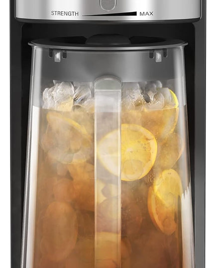 wirsh Iced Tea Maker with 3QT Pitcher, Iced Coffee Maker with Strength Control and Reusable Filter, Perfect For Iced Coffee, Latte, Tea, Lemonade, Flavored Water, Black