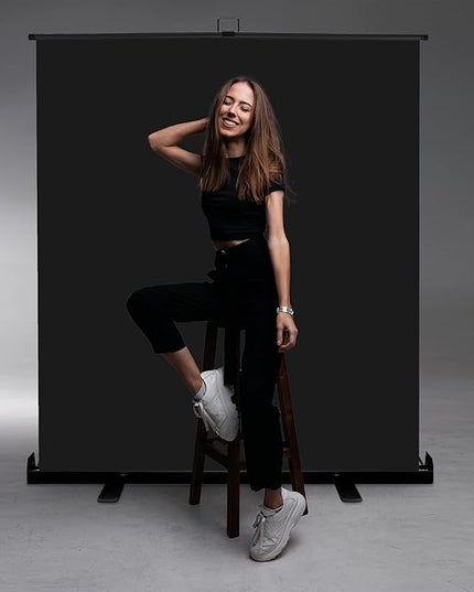 KHOMO Gear 62-Inch Black Backdrop – Collapsible, Portable Photography & Video Background for Studio, Streaming, Zoom & Content Creation – Wrinkle-Resistant, High-Density Fabric, Easy Setup
