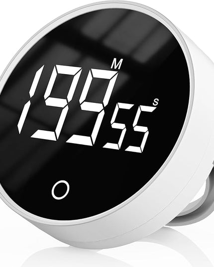 Digital Kitchen Timer, Rechargeable Magnetic Visual Timer with Large LED Display, Adjustable Volume for Classroom, Cooking, Fitness, Baking, Kids Learning & Teaching (1, White)