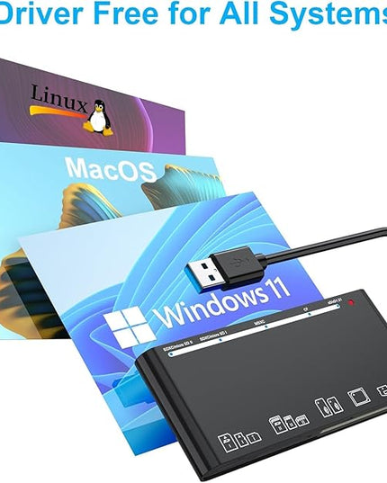 XD Multi Card Reader, SD/TF/CF/Micro SD/XD/MS 7 in 1 USB3.0 Fast 5Gbps Memory Card Reader/Writer/Hub for SD SDXC SDHC CF CFI TF Micro SD Micro SDXC Micro SDHC MS MMC UHS-I Cards,Windows/Linux/Mac OS