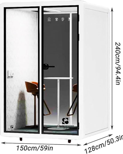 Mobile Office Pod Booth, Quiet Meeting Pod with Acoustic Panels, Sound Proof Room with Desk, Portable Removable Working Booth for Private Phone Calling Study,150cm