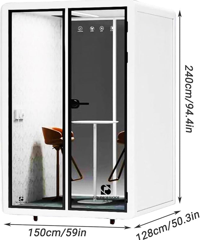 Mobile Office Pod Booth, Quiet Meeting Pod with Acoustic Panels, Sound Proof Room with Desk, Portable Removable Working Booth for Private Phone Calling Study,150cm