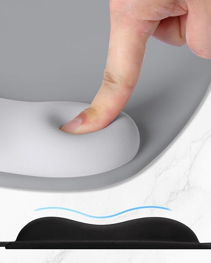 ITNRSIIET Ergonomic Mouse Pad, Cushioned Gel Wrist Rest, Non-Slip Base, Smooth Surface, Compatible with All Mice for Office & Gaming, Desk Accessory, 9.5 x 8.2 inch, Light Gray Accent