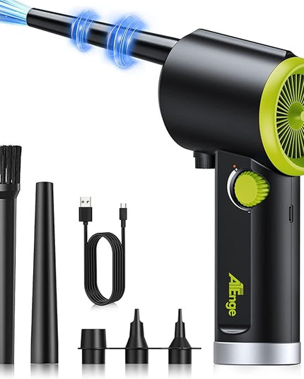 Compressed Air Duster, Electric Air Duster, Handheld Cordless Air Duster, Stepless Speed Motor, 6000mAh Rechargeable Air Blower, Type-C Fast Charge, for Computer, Keyboard, Pet House…