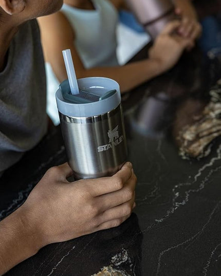 STANLEY Quencher H2.0 Tumbler with Straw 14 oz | Flowstate 3-Position Lid | Cup Holder Compatible for Travel | Insulated Stainless Steel Cup | BPA-Free | Stainless Steel Shale