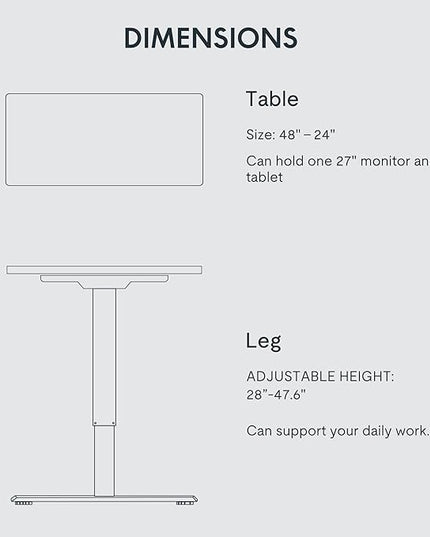 FLEXISPOT EN1 One-Piece Standing Desk, 48"x24" Seamless Desktop Electric Height Adjustable Desk for Home Office, Multi-Monitor Setups & Easy Assembly, White