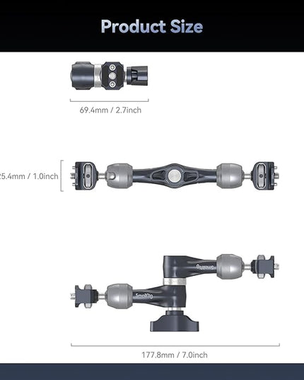 SMALLRIG 7" Rosette Magic Arm, Camera Monitor Mount, Articulating Arm with 1/4"-20 Screws and Anti-Twist Pins, Max Load Capacity 3.5kg Friction Arm, for Cameras, Monitors, LED Lights and Phones