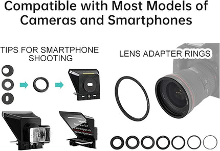GVM Teleprompter Portable for iPad, Tablet, Smartphone & DSLR Cameras, Teleprompter Kit with Remote Control & Flexible Holder, teleprompter for Smartphone APP Compatible with iOS/Android