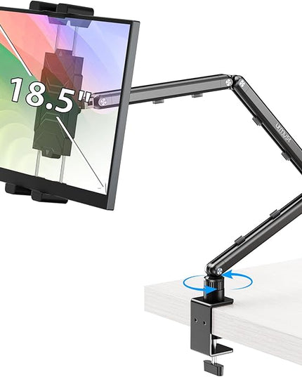 Urmust Portable Monitor Stand 15.6", iPad Stand for Desk, Portable Monitor Holder up to 18.5" Holds, Adjustable Desktop Tablet Arm Mount, Apple iPad Holder for Desk, for 4.7"-12.9" i Pad Pro/Air/Mini