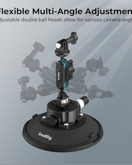 SMALLRIG 6" Suction Cup Mount with Ball Head Magic Arm, Action Camera Mount for DJI Osmo Action 5 Pro/4, for Insta360 x5, for Gopro 13/12, Load Capacity 3kg, on Car Windshield or Window - 5856