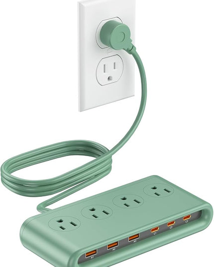 Power Strip with USB Ports 35W, 4 AC Outlets Surge Protector 2500J, 6 Ports PD USB Charger Station, 4.9ft Extension Cord for Home/Office/Travelling Essentials