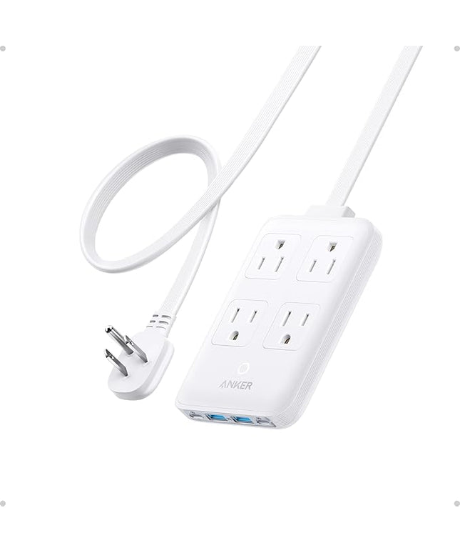 Anker Charging Station, 20W Max 8-in-1 USB-C Power Strip for iPhone 15/14 and MacBook Air/Pro, 5 ft Thin Cord with 4 AC, 2 USB-A, and 2 USB-C Ports, Fast Charging Desktop Charger for Travel, Office