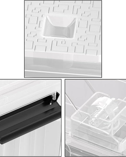 30 Quart 4 Pack Plastic Storage Bins with Latching Lids and Wheels, Clear Latch Box Container