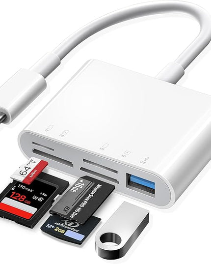 USB C SD Card Reader, USB-C to SD MicroSD XD Picture MS Memory Stick Cards, Type C 5 Slots Memory Card Adapter for iPhone 15 iPad Mac Laptop MacBook and Android Galaxy More USBC Devices