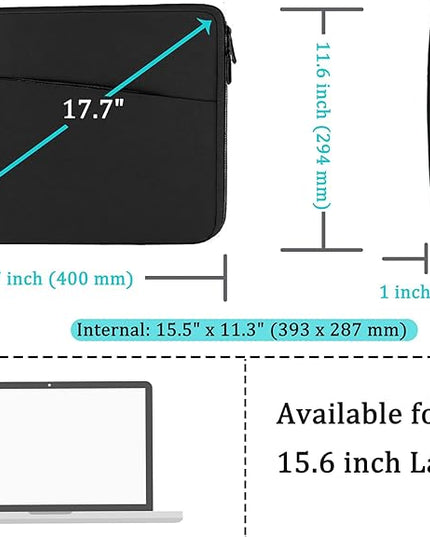 Laptop Case Sleeve 15.6 inch, Durable Shockproof Protective Computer Carrying Cover with Front Pocket, Briefcase Handbags Laptop Sleeve Bag for 15.6 inch HP, Dell, Acer, Asus, Notebook, Black