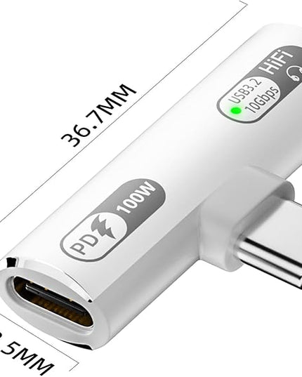 USB C Splitter with 100W Fast Charging, Dual USB C Headphone and Charger Adapter Dongle for iPhone 16/15 Series, iPad, MacBook, Galaxy S24/S23 and More (White)