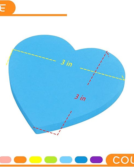 SIMONA Heart Shape Sticky Notes 8 Color Bright Colorful Sticky Pad 75 Sheets/Pad Self-Sticky Note Pads