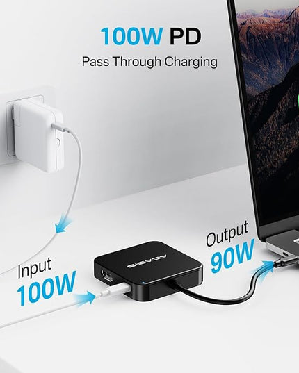 ACASIS USB C Hub 10Gbps, 6-in-1 Multiport Adapter with 4K 60Hz HDMI, 100W Power Delivery, USB A3.2 Data Port, USB C to HDMI Adapter for MacBook, Dell, Lenovo, Surface, iPad PRO, XPS(Black)