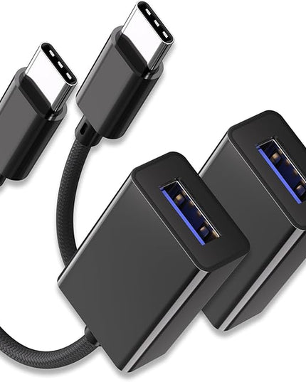 USB C to USB 3.0 Adapter [2 Pack], USB C Male to USB Female OTG Cable Thunderbolt3 to USB Adapter Compatible with MacBook Pro/Air, iPhone 16 Pro Max/16 Plus/16/15, Galaxy S24/S23/S22/S21