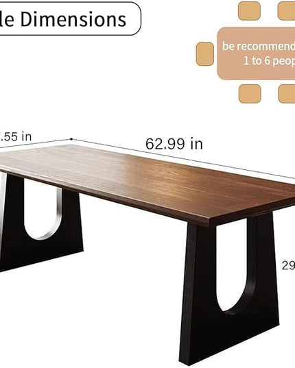 Wooden Executive Office Desk Computer Table Multi-Sized High Cost Performance Stylish Design Metal Legs Versatile Use for Office or Dining Casual Table (Walnut Color, 62.99in)