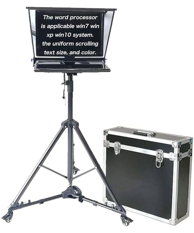 22 Inch Large Teleprompter for Computer Laptop, Professional Video Camera Tablet Prompter with Beamsplitter Glass & Aluminum Carry Case, for TIK Tok Live Short Videos Speech