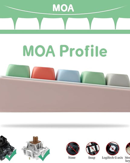 Tsungup MOA Profile Keycaps,126 Keys PBT Cute Funny Smiley Keycaps Dye-Sublimation Custom Keycap Set with Keycap Puller for Cherry Gateron MX Swithes Mechanical Keyboards