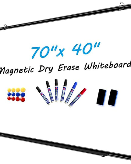 H-Qprobd 70"x40" White Board for Wall Large Magnetic Dry Erase Board with Black Aluminum Frame, Presentation Whiteboard Suitable for Home, Office, Classroom & Kitchen