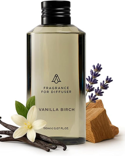 AromaPlan Hotel Scents Vanilla Birch 5 Fl Oz (148ml), Home Luxury Aroma & Hotel Fragrance Diffuser Oil- Hotel Diffuser Oil for Aromatherapy- USA Made, Bigger Bottle, Bolder Aroma & Longer Lasting
