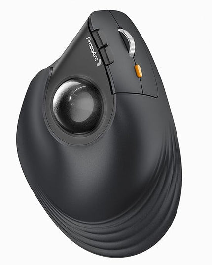 ProtoArc Vertical Wireless Trackball Mouse, EM05 NL Bluetooth Ergonomic Rollerball Mouse Rechargeable Computer Laptop Thumb Mice, 3 Device Connection, Compatible with iPad, Mac, Windows, PC-Gray