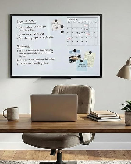 Dry Erase Board for Wall, 48 x 24 Inches Presentation Magnetic Whiteboard Office Collaboration, Classroom Teaching & Agile Management, Black Aluminum Frame