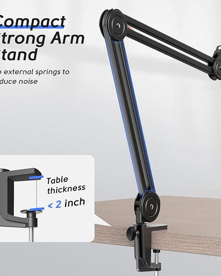 FIFINE Microphone Arm Stand-Heavy Duty Boom Arm, Suspension Scissor Adjustable Mic Stand with Desk Mount, C-calmp, 5/8" Screw, Cable Ties, for Recording Gaming Streaming Podcasting-BM63