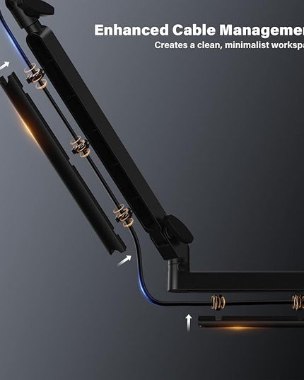 Low Profile Mic Arm, Cable Management Microphone Boom Arm, Full Aluminum Adjustable Mic Stand with Desk Clamp, 360°Rotatable Heavy Duty Microphone Stand for Streaming, Podcasting, Recording