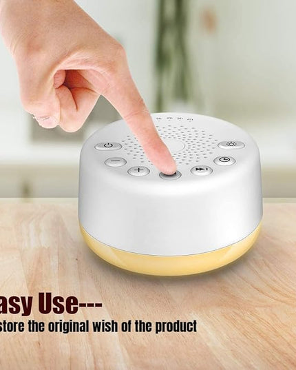 Sound Machine Easysleep White Noise Machine with 25 Soothing Sounds and Night Lights with Memory Function 32 Levels of Volume and 5 Sleep Timer Powered by AC or USB for Sleeping Relaxation (White)
