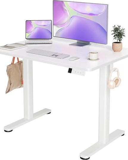 YDN Electric Standing Desk Adjustable Height, Stand up Desk with Cable Management, Home Office Desks with Splice Board & Frame, 40 x 24 Inches, Warm White