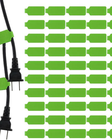 50 Pieces Cord Labels Self-Adhesive Nylon Cable Labels Tags Waterproof Wire Cable Tags or Electronics Office Computers Management and Identification (Green)