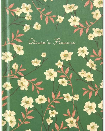 Monolike Olivia's Flowers Hardcover Lined Notebook, Green - Hardcover, Academic, Journal, Diary, 112pages