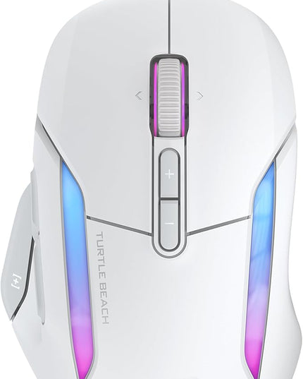 Turtle Beach Kone II Wired RGB Gaming Mouse, 26000 DPI Optical Sensor, 100M Click Life Optical Switches, 23 Customizable Inputs, Ergonomic Design, 4D Scroll Wheel, Pure PTFE Glides – Arctic White