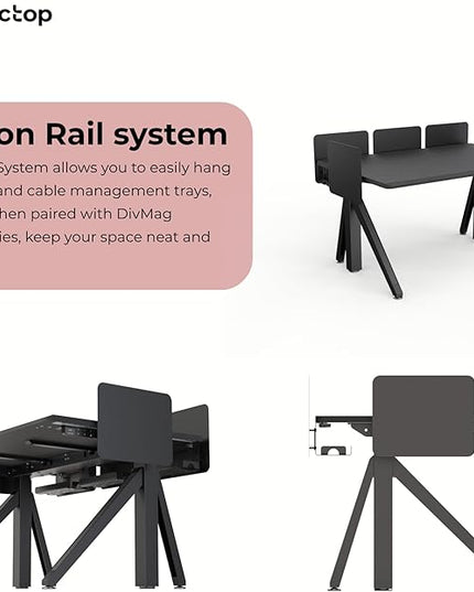 DEZCTOP Revon Elite Height Adjustable Desk, 47 x 31.5 Inch, with Sturdy keel-Inspired Frame Design, and Compatible Magnetic Modular Accessories for Office and Home, Ash Black