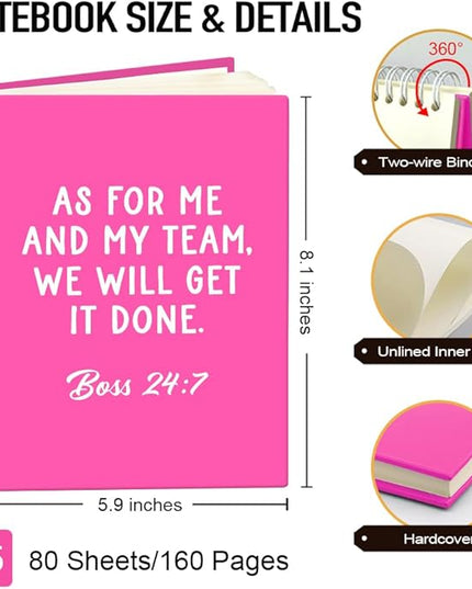 Msticey As For Me And My Team We Will Get It Done 160 Blank Pages Rose Red Hardcover Spiral Notebook, Appreciation Gifts for Women Manager Supervisor Leader Coworker Colleague, Funny Boss Day Gifts