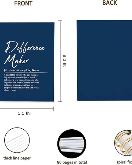 OXW Navy Blue Meeting Notebooks for Work, Difference Maker Gift Office Work Notebook Journal for Writing Note Taking, Thank You Gifts for Women Men Leader Boss Mentor Manager Principal, 5.5"x8.3"