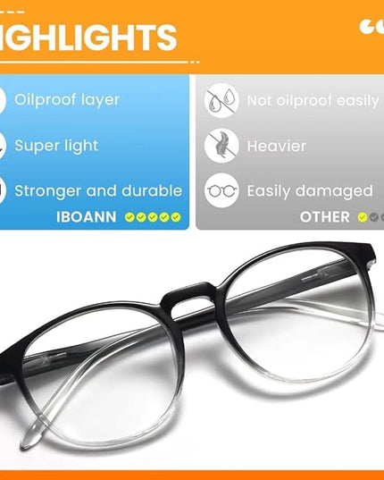 IBOANN Blue Light Glasses for Woman/Men, Fashion Blue Light Glasses Men, Fake Glasses Help Reduce Screen Fatigue